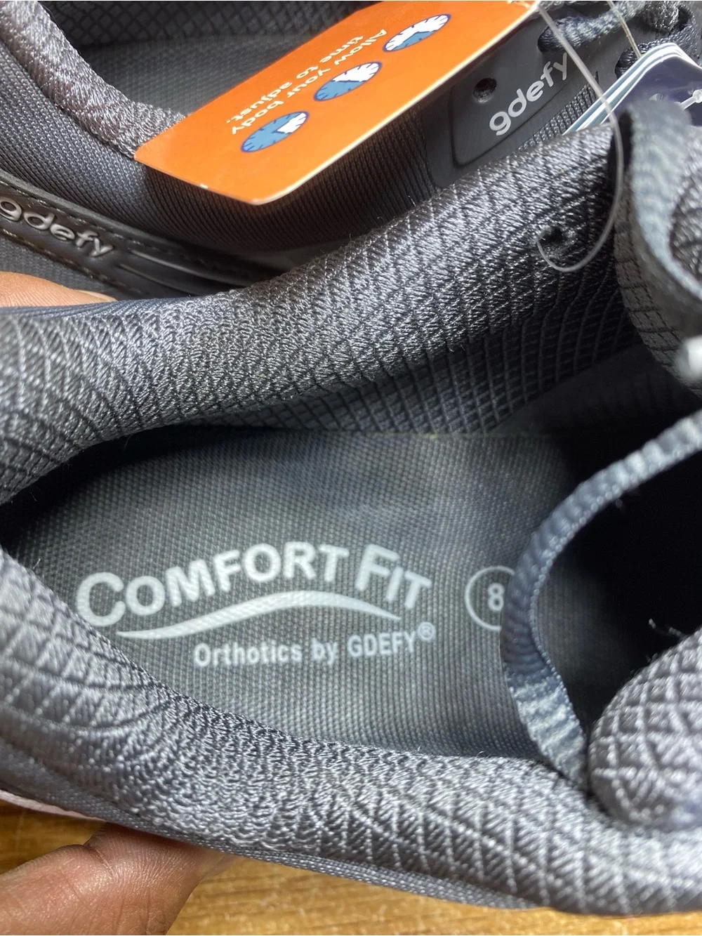 Gdefy Gravity Defyer Mighty Walk Gray  White Orthotic Walking Shoes Men’s Size 8
